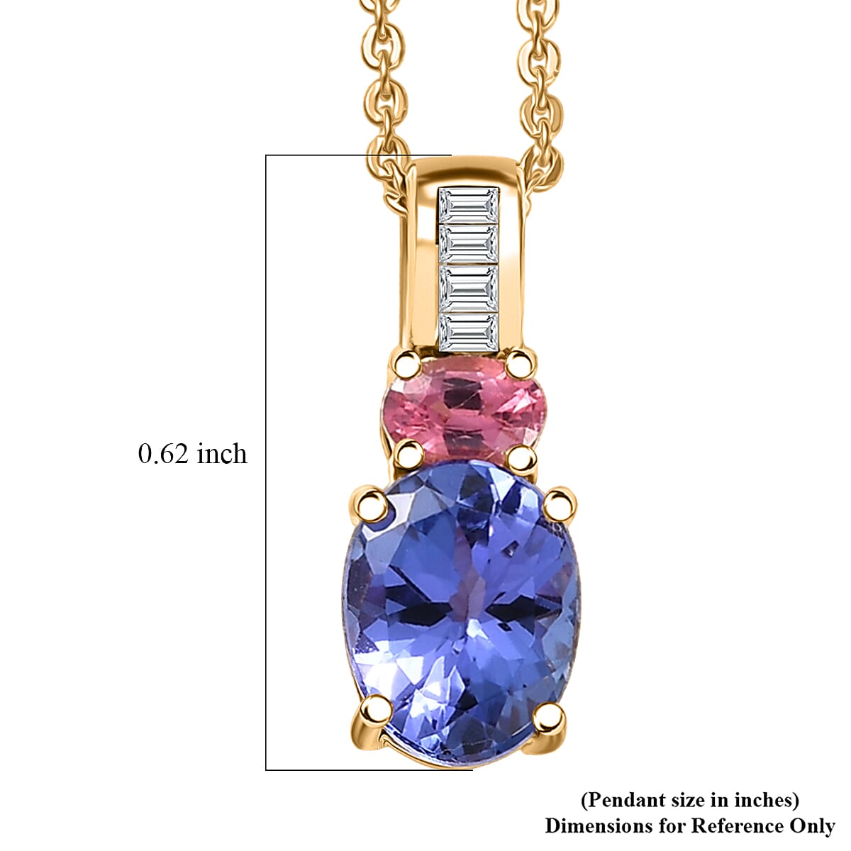 D'Joy Premium Tanzanite, Mahenge Spinel and Diamond 1.60 ctw Trinity Fire Pendant Necklace in 18K Vermeil Yellow Gold Over Sterling Silver 20 Inches  image number 6