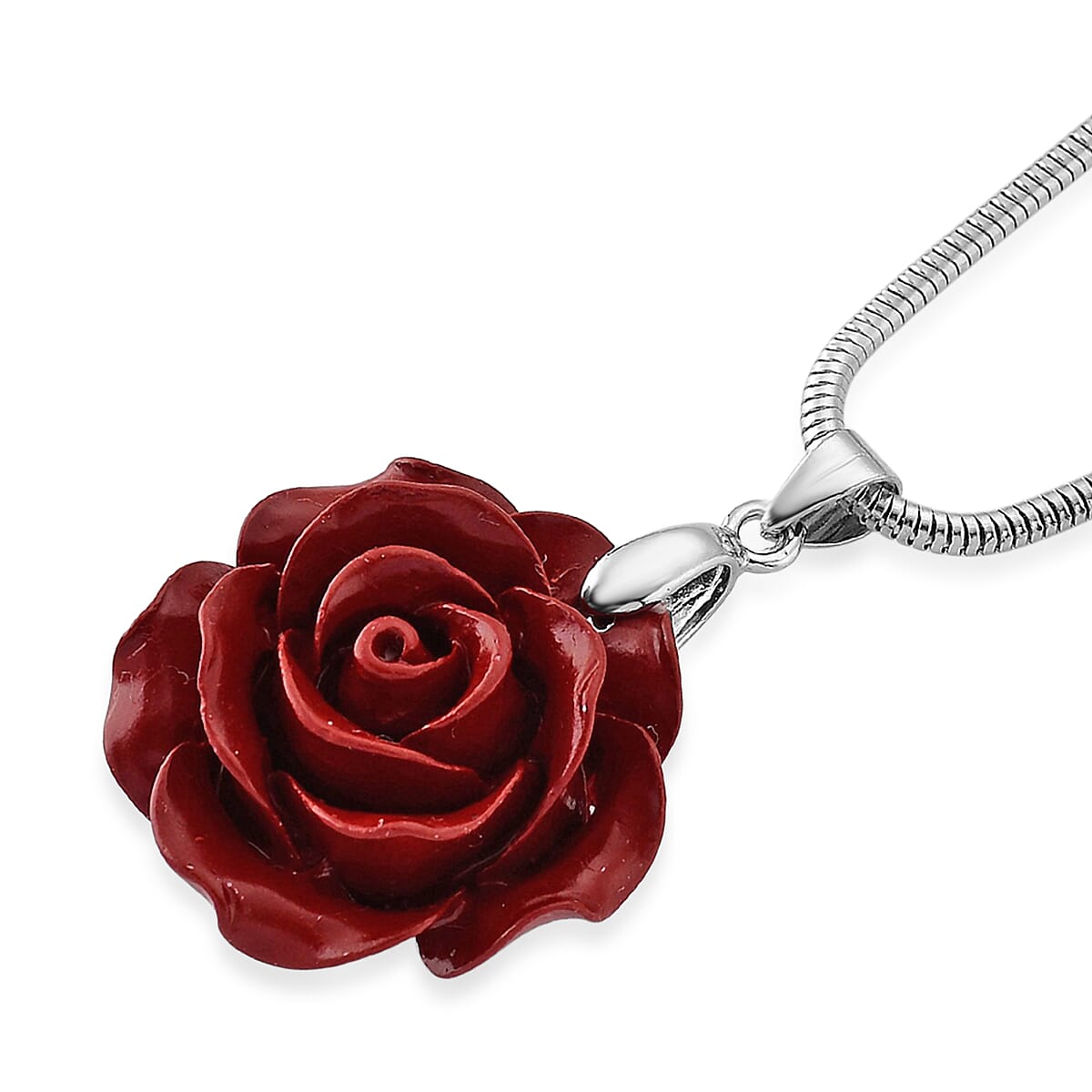 3 Piece Set - Red Resin Flower, Austrian Crystal Bracelet (7.5-9.0In), Earrings and Necklace (20-22 Inches) in Silvertone and Stainless Steel image number 4