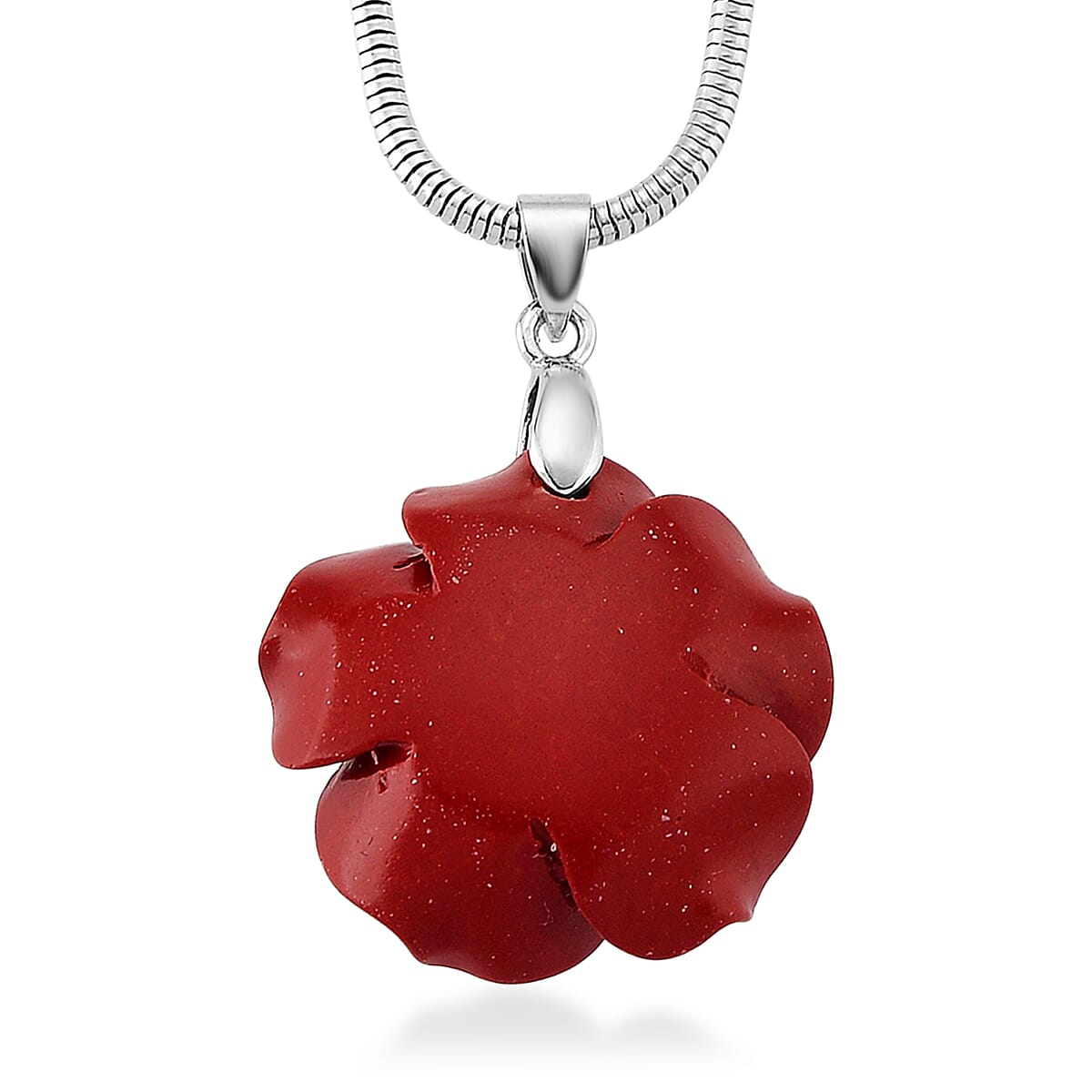 3 Piece Set - Red Resin Flower, Austrian Crystal Bracelet (7.5-9.0In), Earrings and Necklace (20-22 Inches) in Silvertone and Stainless Steel image number 5