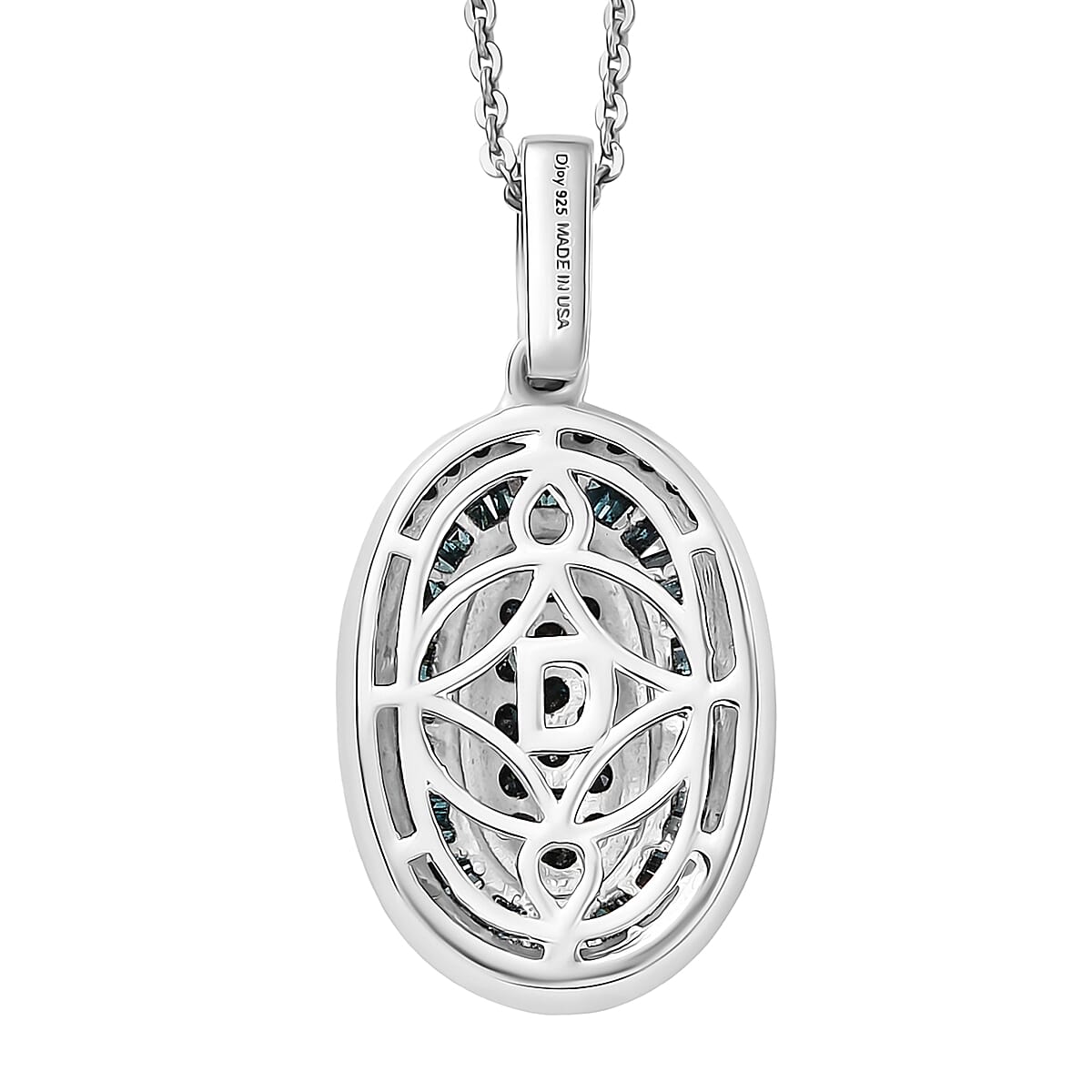 D'Joy Blue Diamond 1.00 ctw Pendant Necklace in Rhodium Over Sterling Silver 20 Inches  image number 4