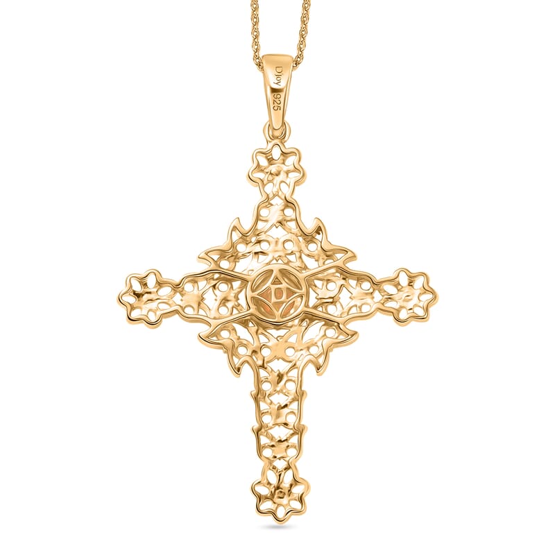 D'Joy Premium Ethiopian Welo Opal 0.30 ctw Pendant Necklace in 14K Yellow Gold Over Sterling Silver 20 Inches