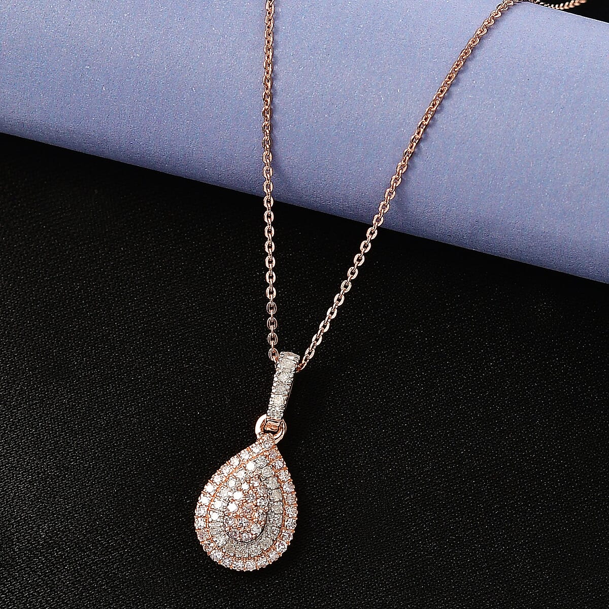 D'Joy Natural Pink and White Diamond (I3) 0.50 ctw Endless Love Drop Pendant Necklace in 18K Vermeil Rose Gold Over Sterling Silver 20 Inches image number 1