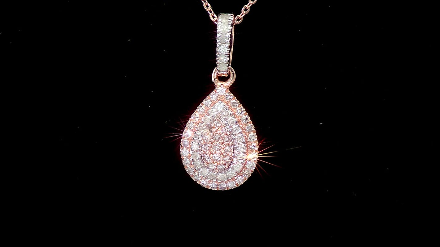 D'Joy Natural Pink and White Diamond (I3) 0.50 ctw Endless Love Drop Pendant Necklace in 18K Vermeil Rose Gold Over Sterling Silver 20 Inches