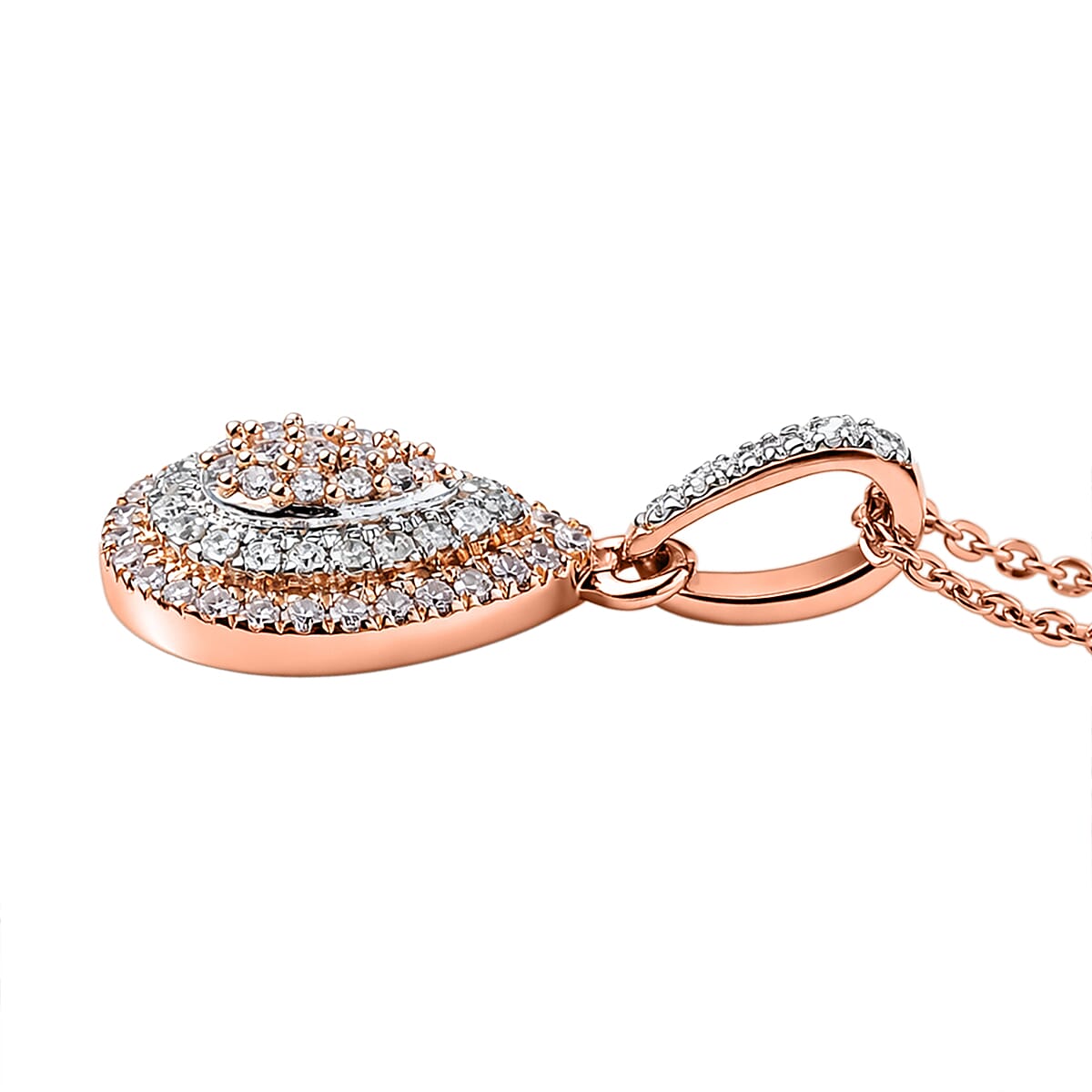 D'Joy Natural Pink and White Diamond (I3) 0.50 ctw Endless Love Drop Pendant Necklace in 18K Vermeil Rose Gold Over Sterling Silver 20 Inches image number 3
