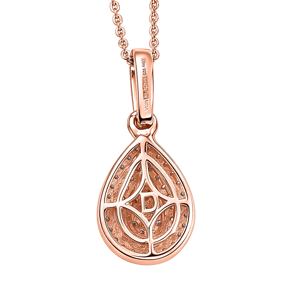 D'Joy Natural Pink and White Diamond (I3) 0.50 ctw Endless Love Drop Pendant Necklace in 18K Vermeil Rose Gold Over Sterling Silver 20 Inches image number 4