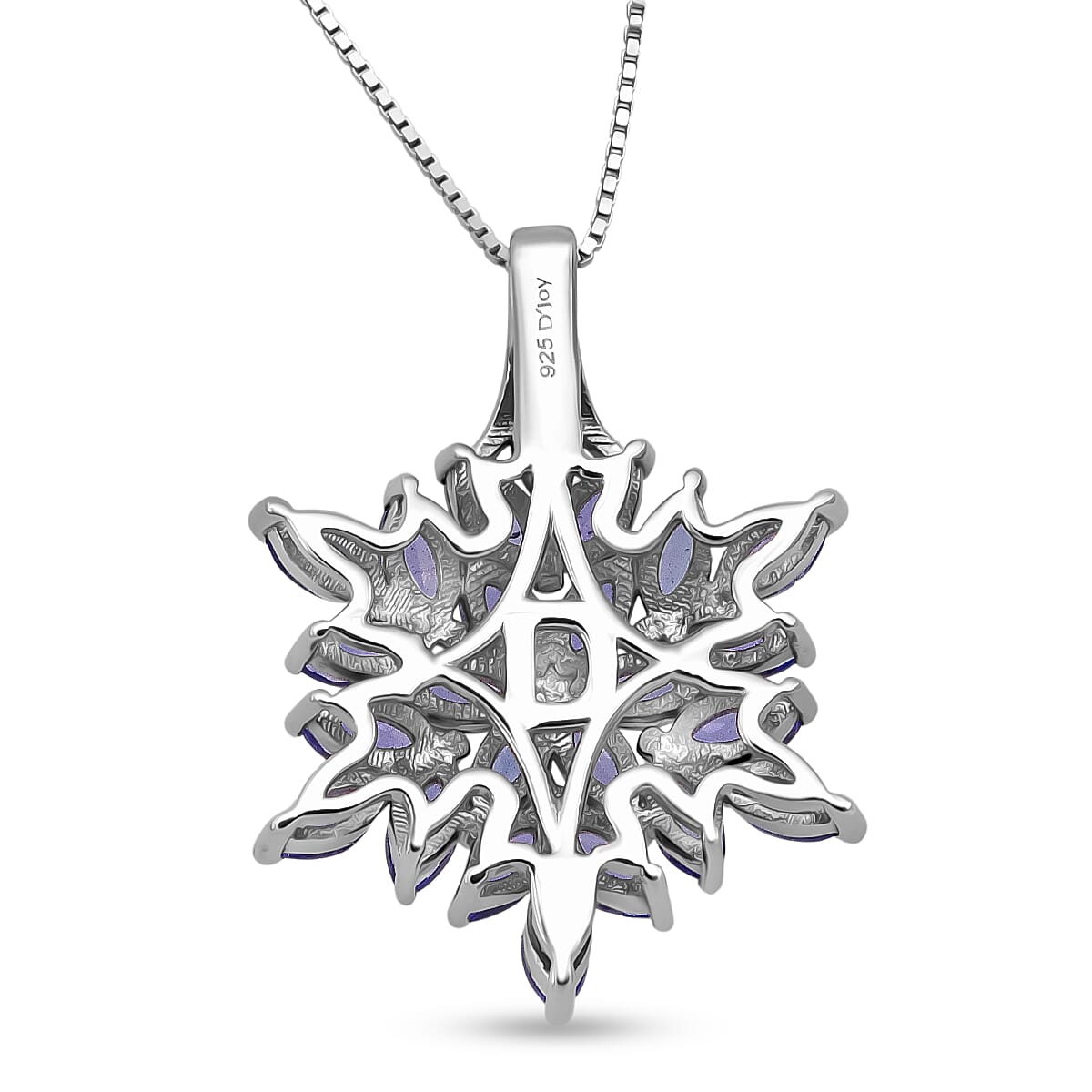 D'Joy Tanzanite 2.25 ctw Royal Bloom Pendant Necklace in Rhodium Over Sterling Silver (20 Inches) image number 4