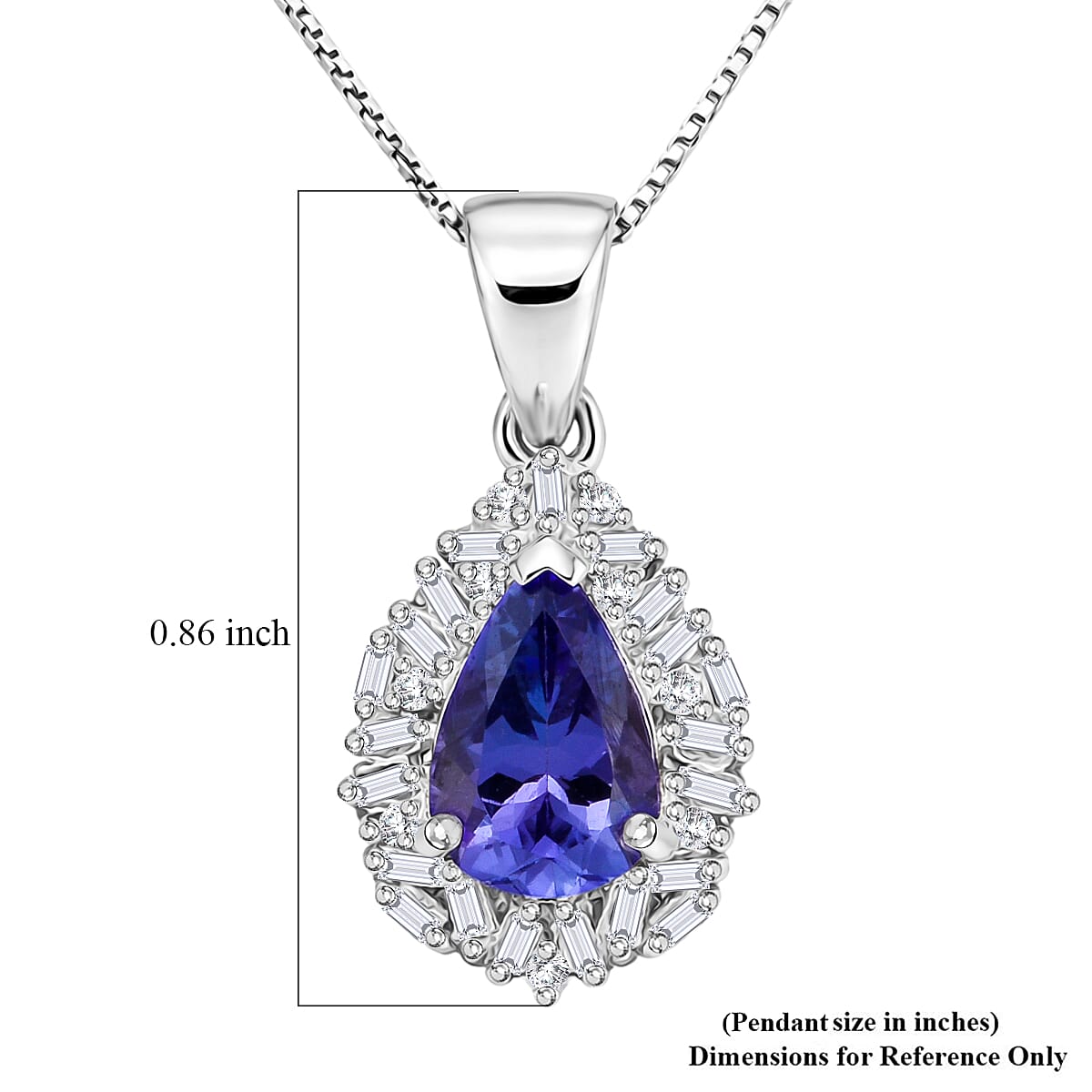 D'Joy Tanzanite and Diamond 1.50 ctw Royal Starburst Pendant Necklace in Rhodium Over Sterling Silver 20 Inches