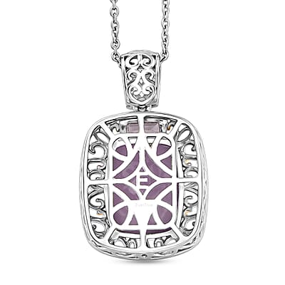 EverTrue Rose De France Amethyst 22.20 ctw Ring (Size 6) and Pendant in 18K YG Plated and Platinum Bond with Stainless Steel Necklace 20 Inches