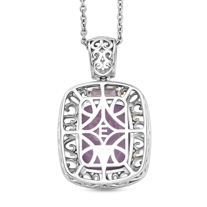 EverTrue Rose De France Amethyst 22.20 ctw Ring (Size 6) and Pendant in 18K YG Plated and Platinum Bond with Stainless Steel Necklace 20 Inches