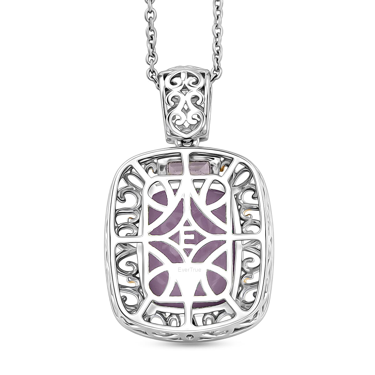 EverTrue Rose De France Amethyst 22.20 ctw Ring (Size 7) and Pendant in 18K YG Plated and Platinum Bond with Stainless Steel Necklace 20 Inches