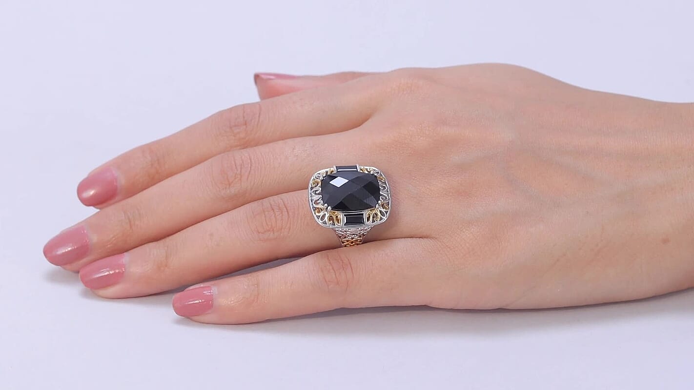 EverTrue Rose De France Amethyst Ring (Size 7) and Pendant in 18K YG Plated and Platinum Bond with Stainless Steel Necklace (20 Inches) 22.20 ctw