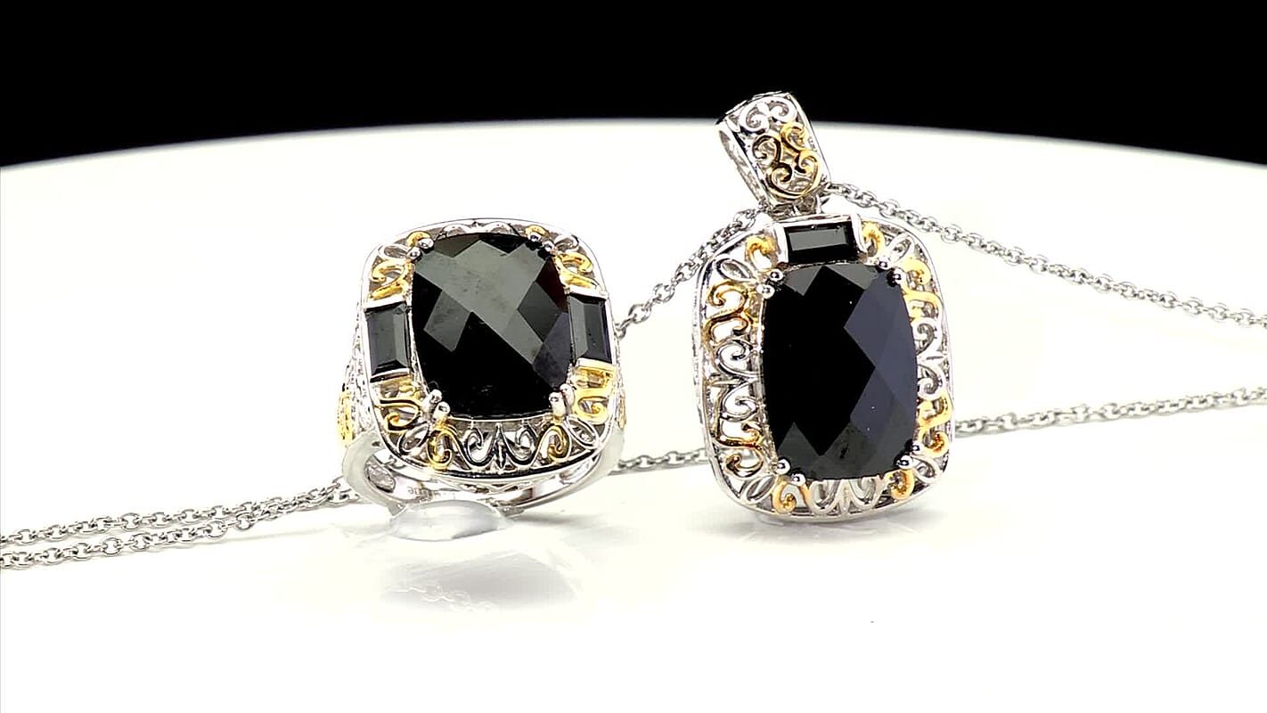 EverTrue Rose De France Amethyst Ring (Size 7) and Pendant in 18K YG Plated and Platinum Bond with Stainless Steel Necklace (20 Inches) 22.20 ctw