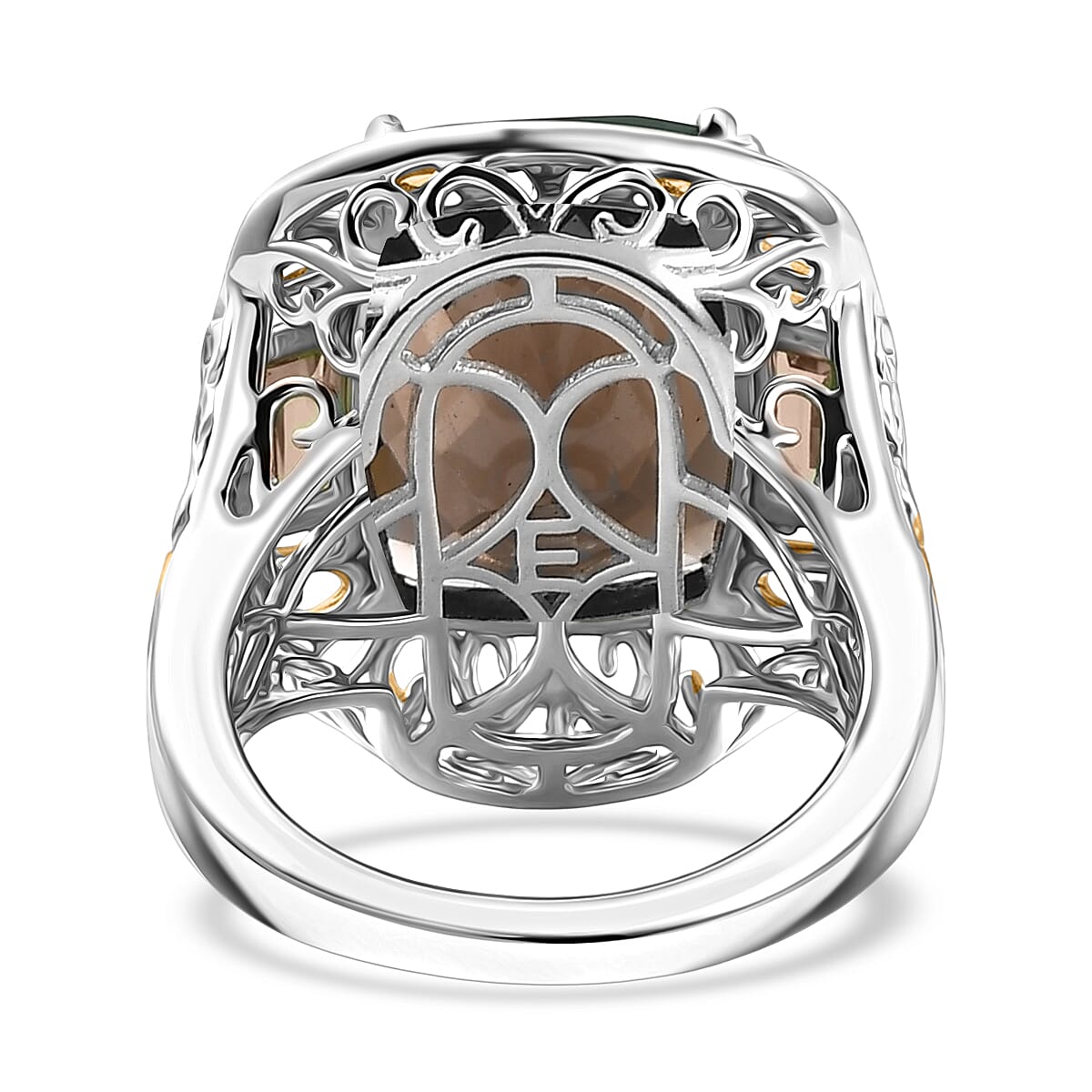 EverTrue Smoky Quartz 22.15 ctw Ring (Size 7) and Pendant in 18K YG Plated and Platinum Bond with Stainless Steel Necklace 20 Inches image number 5