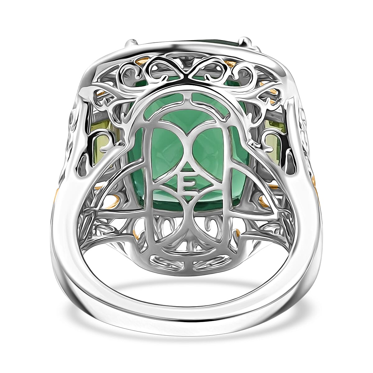 EverTrue Verde Onyx and Hebei Peridot 22.90 ctw Ring (Size 7) and Pendant in 18K YG Plated and Platinum Bond with Stainless Steel Necklace 20 Inches image number 5