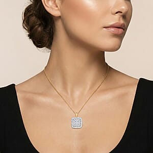 Luxuriant Lab Grown Diamond G-H SI 1.50 ctw Pendant Necklace in 18K Vermeil Yellow Gold Over Sterling Silver (20 Inches)