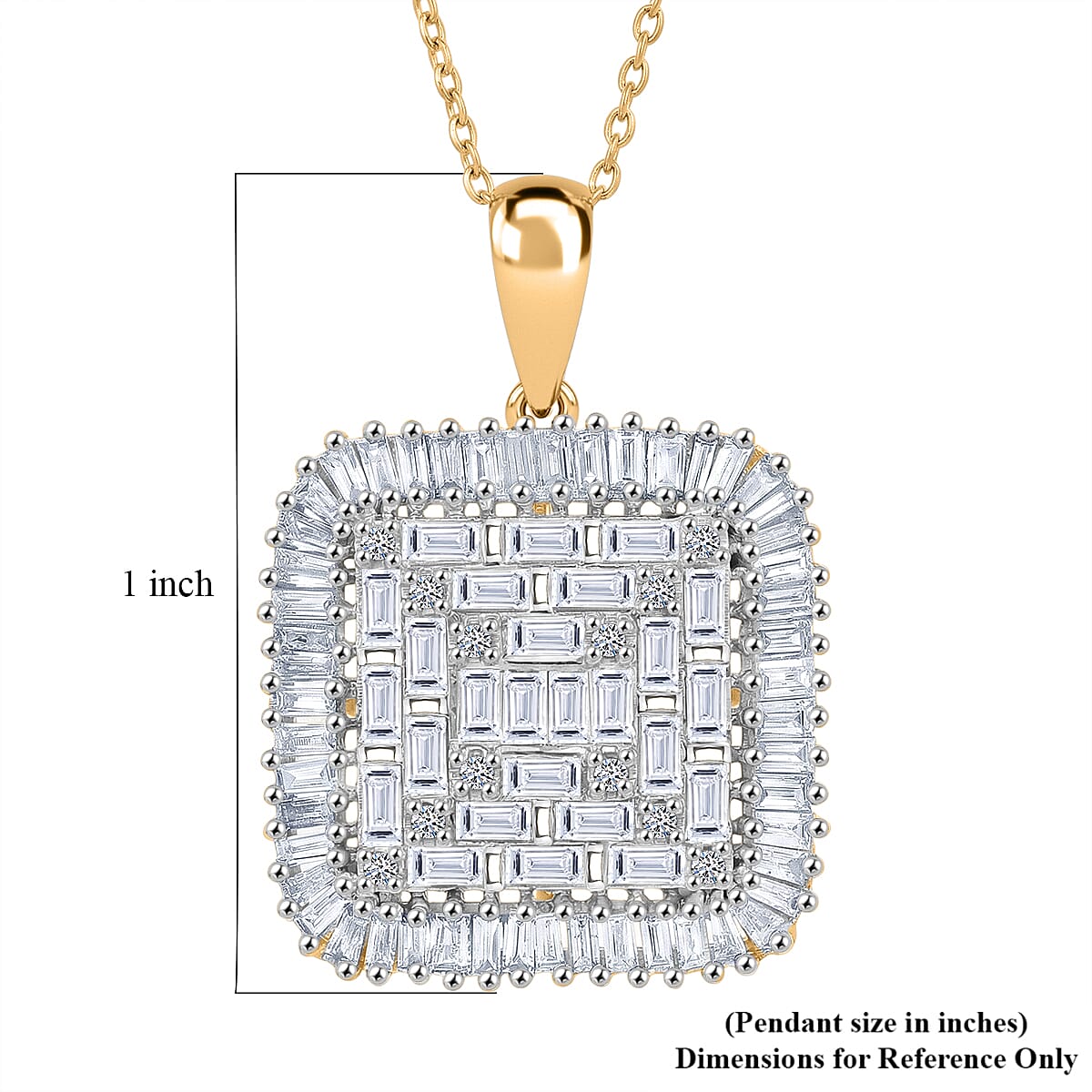 Luxuriant Lab Grown Diamond G-H SI 1.50 ctw Geometric Lattice Pendant Necklace in 18K Vermeil Yellow Gold Over Sterling Silver (20 Inches)