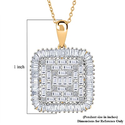 Luxuriant Lab Grown Diamond G-H SI 1.50 ctw Geometric Lattice Pendant Necklace in 18K Vermeil Yellow Gold Over Sterling Silver (20 Inches)