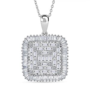 Luxuriant Lab Grown Diamond G-H SI 1.50 ctw Pendant Necklace in Rhodium Over Sterling Silver 20 Inches 