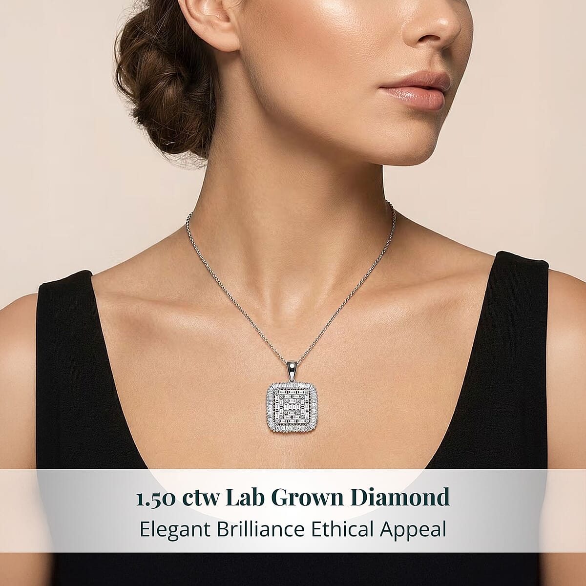 Luxuriant Lab Grown Diamond G-H SI 1.50 ctw Pendant Necklace in Rhodium Over Sterling Silver 20 Inches  image number 1