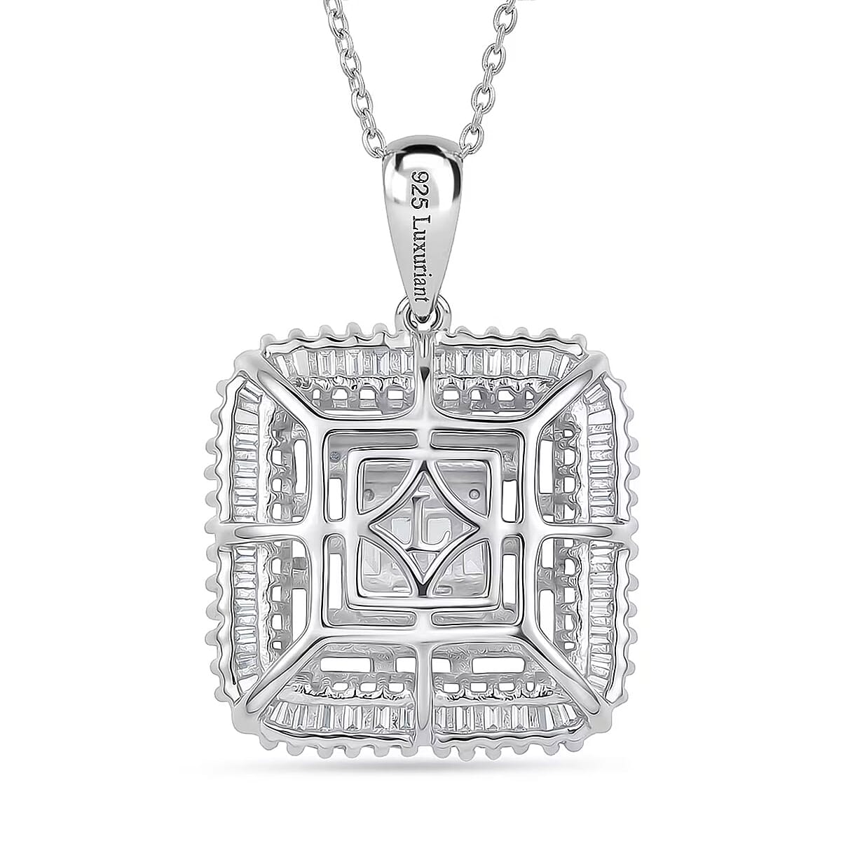 Luxuriant Lab Grown Diamond G-H SI 1.50 ctw Pendant Necklace in Rhodium Over Sterling Silver 20 Inches  image number 7