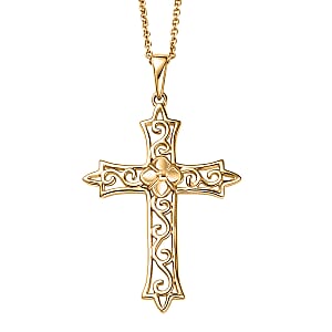 Cross Pendant Necklace in 10K Yellow Gold 3.15 Grams 20 Inches 