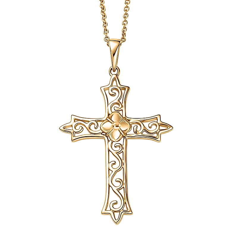 Cross Pendant Necklace in 10K Yellow Gold 3.15 Grams 20 Inches