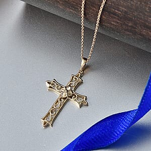 Cross Pendant Necklace in 10K Yellow Gold 3.15 Grams 20 Inches 