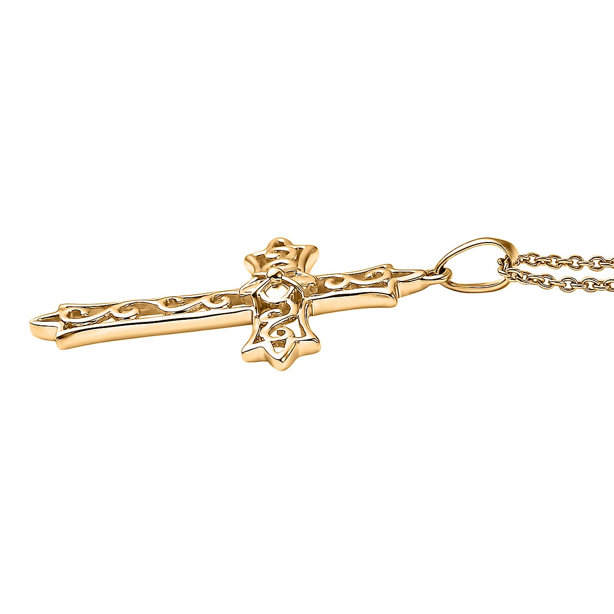 Cross Pendant Necklace in 10K Yellow Gold 3.15 Grams 20 Inches  image number 3
