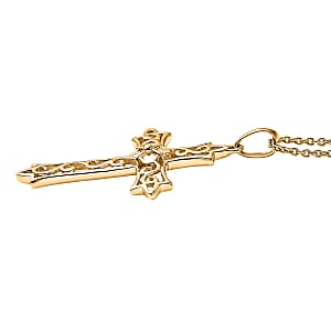 Cross Pendant Necklace in 10K Yellow Gold 3.15 Grams 20 Inches 