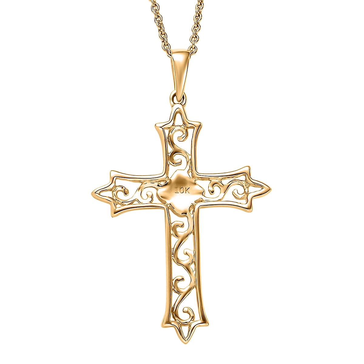 Cross Pendant Necklace in 10K Yellow Gold 3.15 Grams 20 Inches  image number 4
