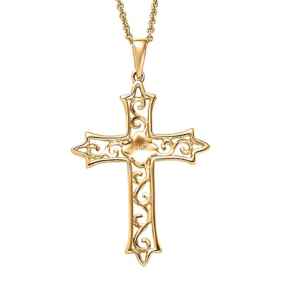 Cross Pendant Necklace in 10K Yellow Gold 3.15 Grams 20 Inches