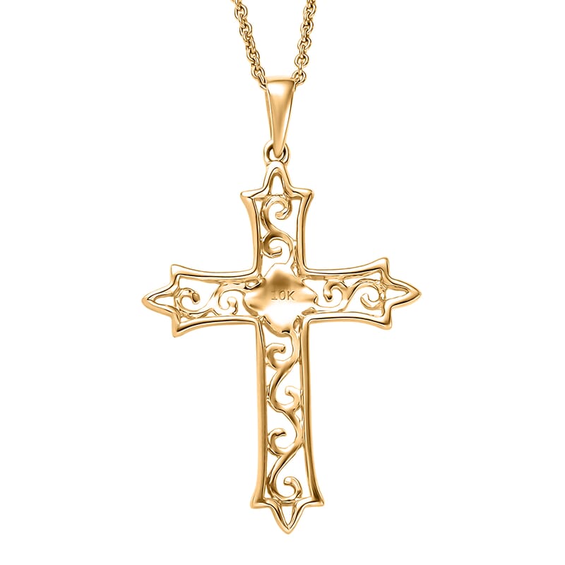 Cross Pendant Necklace in 10K Yellow Gold 3.15 Grams 20 Inches