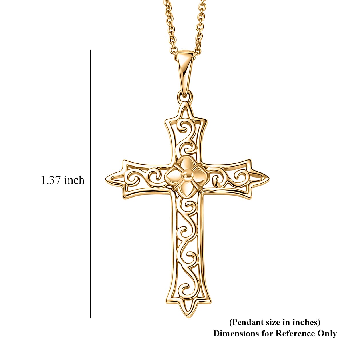 Cross Pendant Necklace in 10K Yellow Gold 3.15 Grams 20 Inches  image number 5