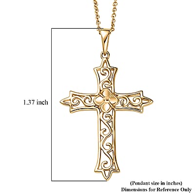 Cross Pendant Necklace in 10K Yellow Gold 3.15 Grams 20 Inches