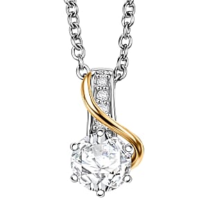 D'Joy Moissanite 1.10 ctw Pendant Necklace in 18K Vermeil YG and Platinum Over Sterling Silver (20 Inches)