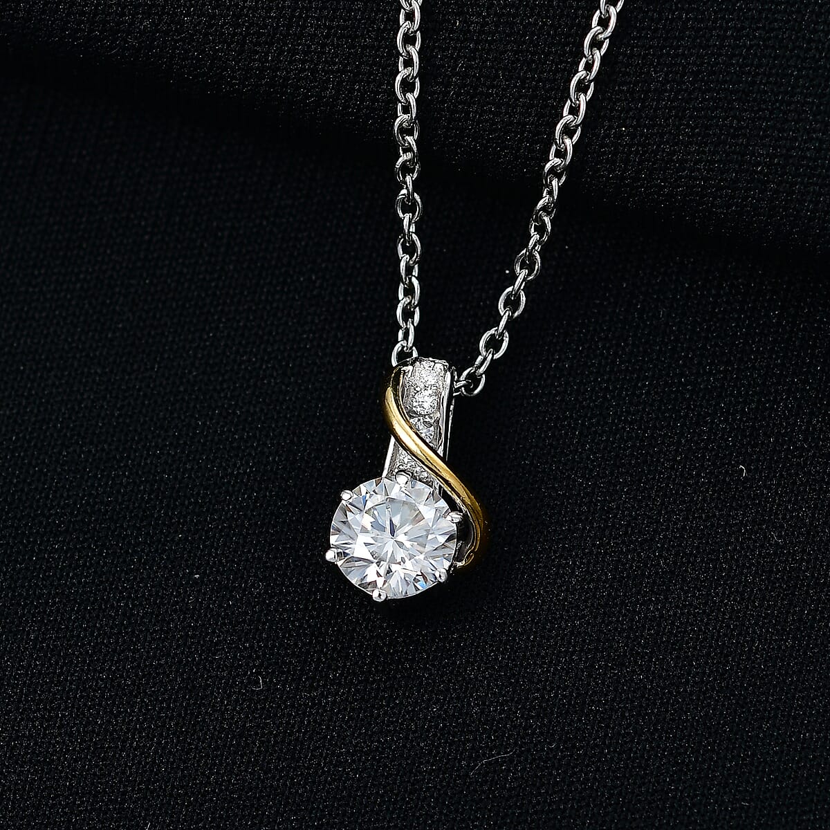 D'Joy Moissanite 1.10 ctw Pendant Necklace in 18K Vermeil YG and Platinum Over Sterling Silver (20 Inches) image number 1
