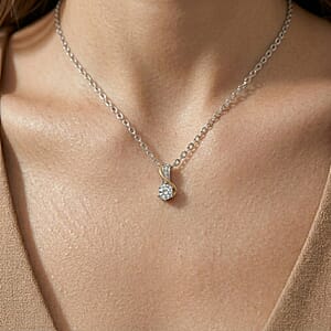 D'Joy Moissanite 1.10 ctw Pendant Necklace in 18K Vermeil YG and Platinum Over Sterling Silver (20 Inches)