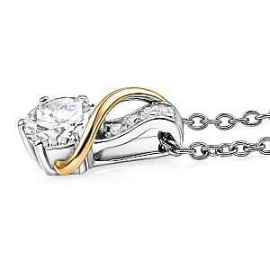 D'Joy Moissanite 1.10 ctw Pendant Necklace in 18K Vermeil YG and Platinum Over Sterling Silver (20 Inches)
