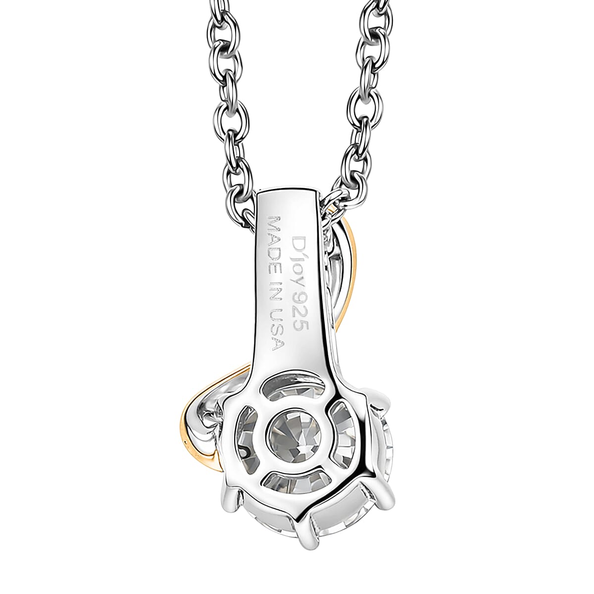 D'Joy Moissanite 1.10 ctw Pendant Necklace in 18K Vermeil YG and Platinum Over Sterling Silver (20 Inches)