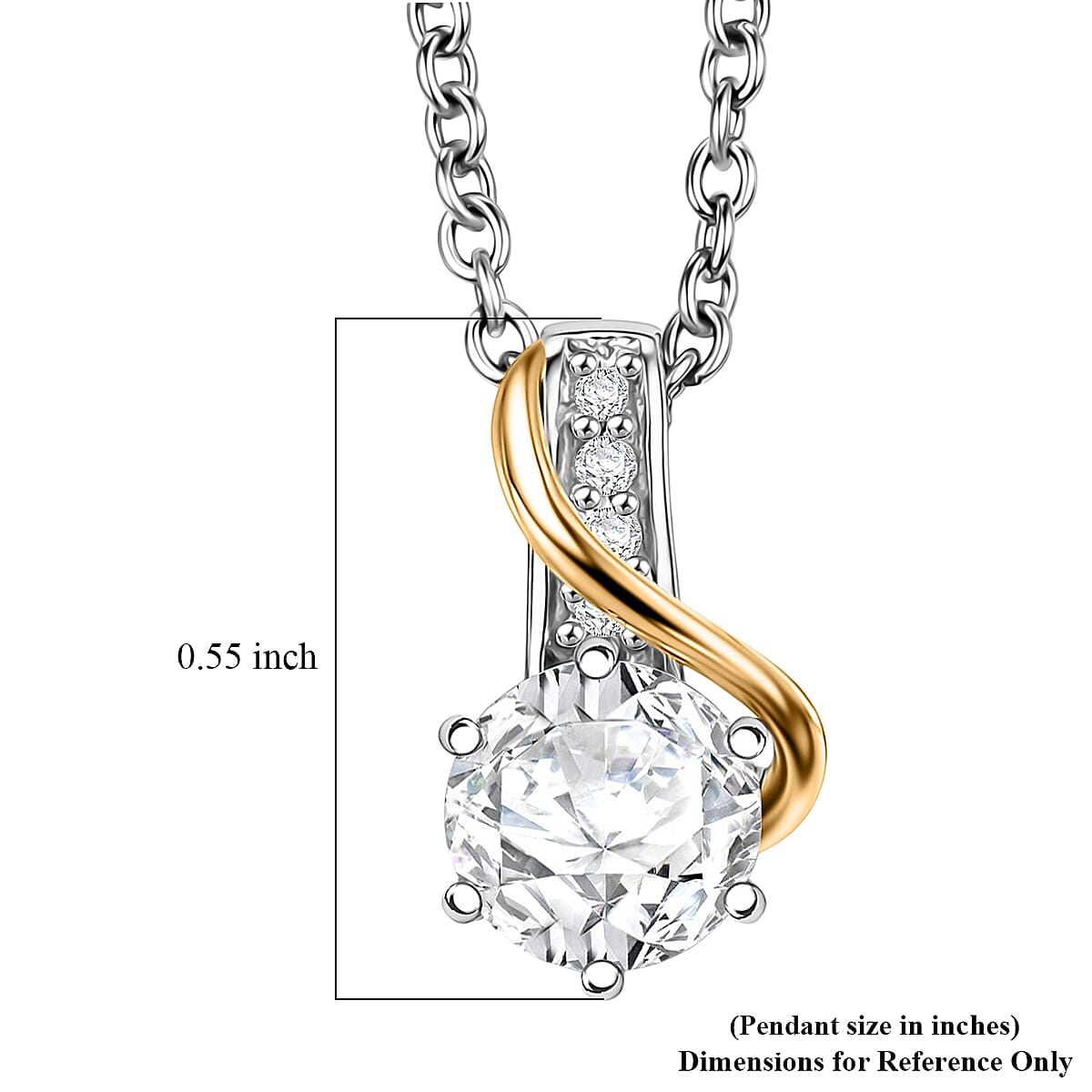 D'Joy Moissanite 1.10 ctw Pendant Necklace in 18K Vermeil YG and Platinum Over Sterling Silver (20 Inches) image number 5