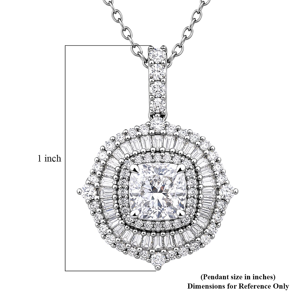 Luxuriant Lab Grown Diamond G-H SI 2.00 ctw Double Halo Pendant Necklace in Rhodium Over Sterling Silver (20 Inches) image number 5