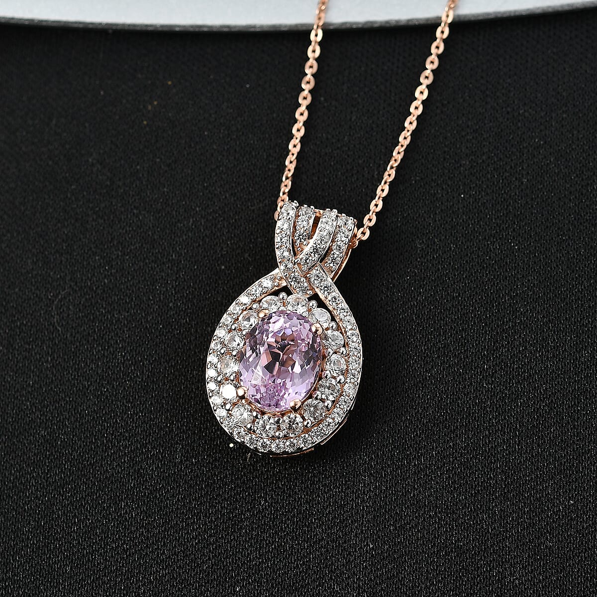 D'Joy Premium Martha Rocha Kunzite and White Zircon 3.80 ctw Pendant Necklace in 18K Vermeil Rose Gold Over Sterling Silver 20 Inches image number 1