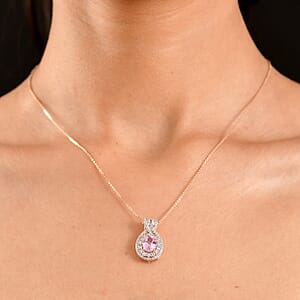 D'Joy Premium Martha Rocha Kunzite and White Zircon 3.80 ctw Pendant Necklace in 18K Vermeil Rose Gold Over Sterling Silver 20 Inches