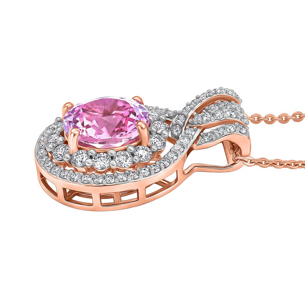 D'Joy Premium Martha Rocha Kunzite and White Zircon 3.80 ctw Pendant Necklace in 18K Vermeil Rose Gold Over Sterling Silver 20 Inches image number 3