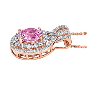 D'Joy Premium Martha Rocha Kunzite and White Zircon 3.80 ctw Pendant Necklace in 18K Vermeil Rose Gold Over Sterling Silver 20 Inches