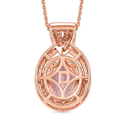 D'Joy Premium Martha Rocha Kunzite and White Zircon 3.80 ctw Beaded Mirror Pendant Necklace in 18K Vermeil Rose Gold Over Sterling Silver 20 Inches