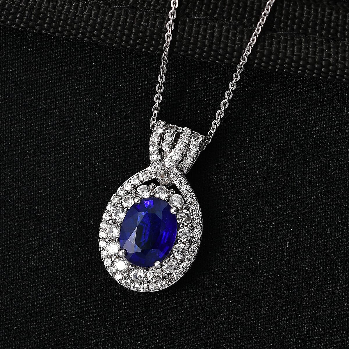D'Joy Premium Tanzanian Blue Spinel and White Zircon 3.70 ctw Pendant Necklace in Rhodium Over Sterling Silver 20 Inches  image number 1