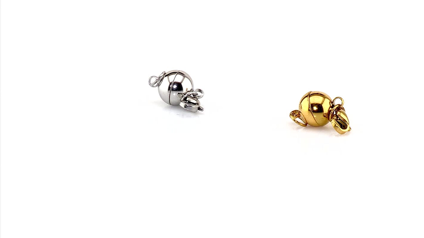 Set of 2 -9mm Lobster Lock with 9mm Magnetic Lock in Rhodium Over and ION Plated YG Stainless Steel