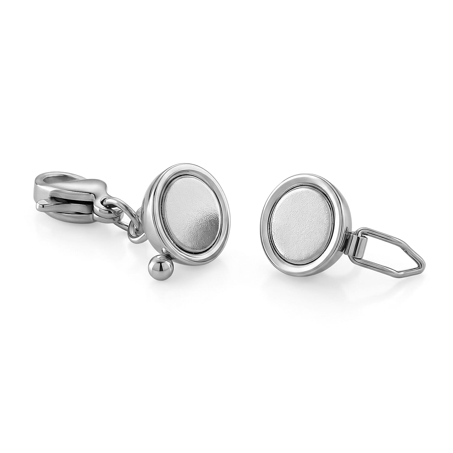 Set of 2 -9mm Lobster Lock with 9mm Magnetic Lock in Rhodium Over and ION Plated YG Stainless Steel
