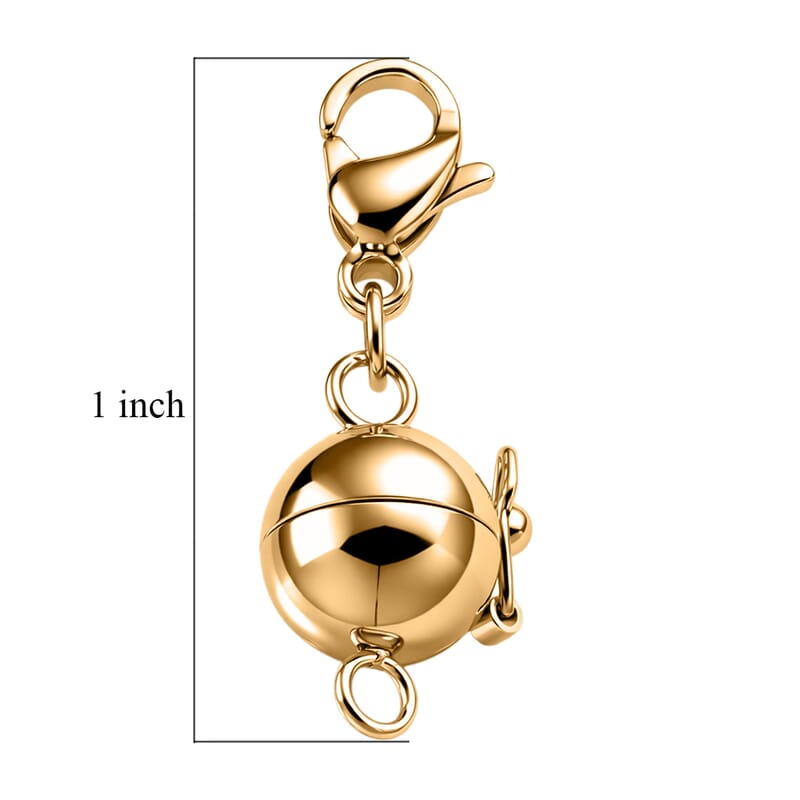 Set of 2 -9mm Lobster Lock with 9mm Magnetic Lock in Rhodium Over and ION Plated YG Stainless Steel